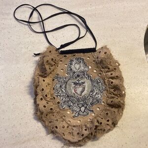 Vintage Tan Embroidered Women Jabot